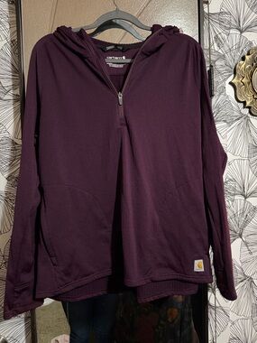 Carhartt Deep Plum Hooded Half-Zip Pullover